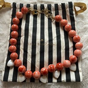 Lele Sadoughi Heart Charm Country Club Mother-of-Pearl Beaded Necklace